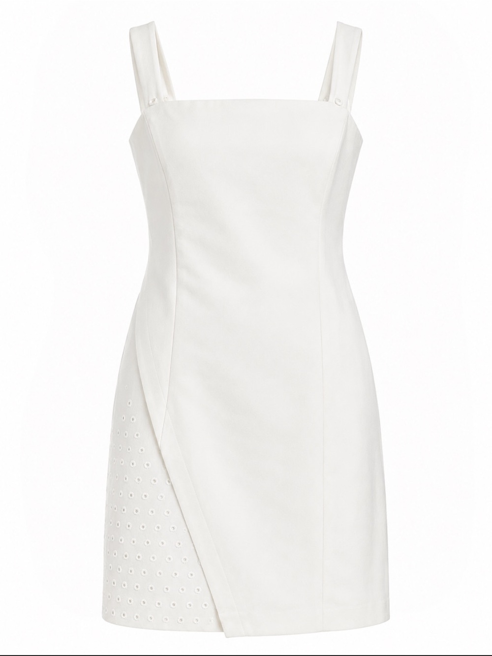 Etcetera White Eyelet Asymmetrical Midi Sheath Dress 14